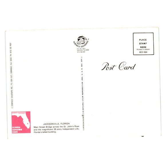 Vintage St Johns River Jacksonville Postcard Main Street Bridge Independent Life - Picture 2 of 2